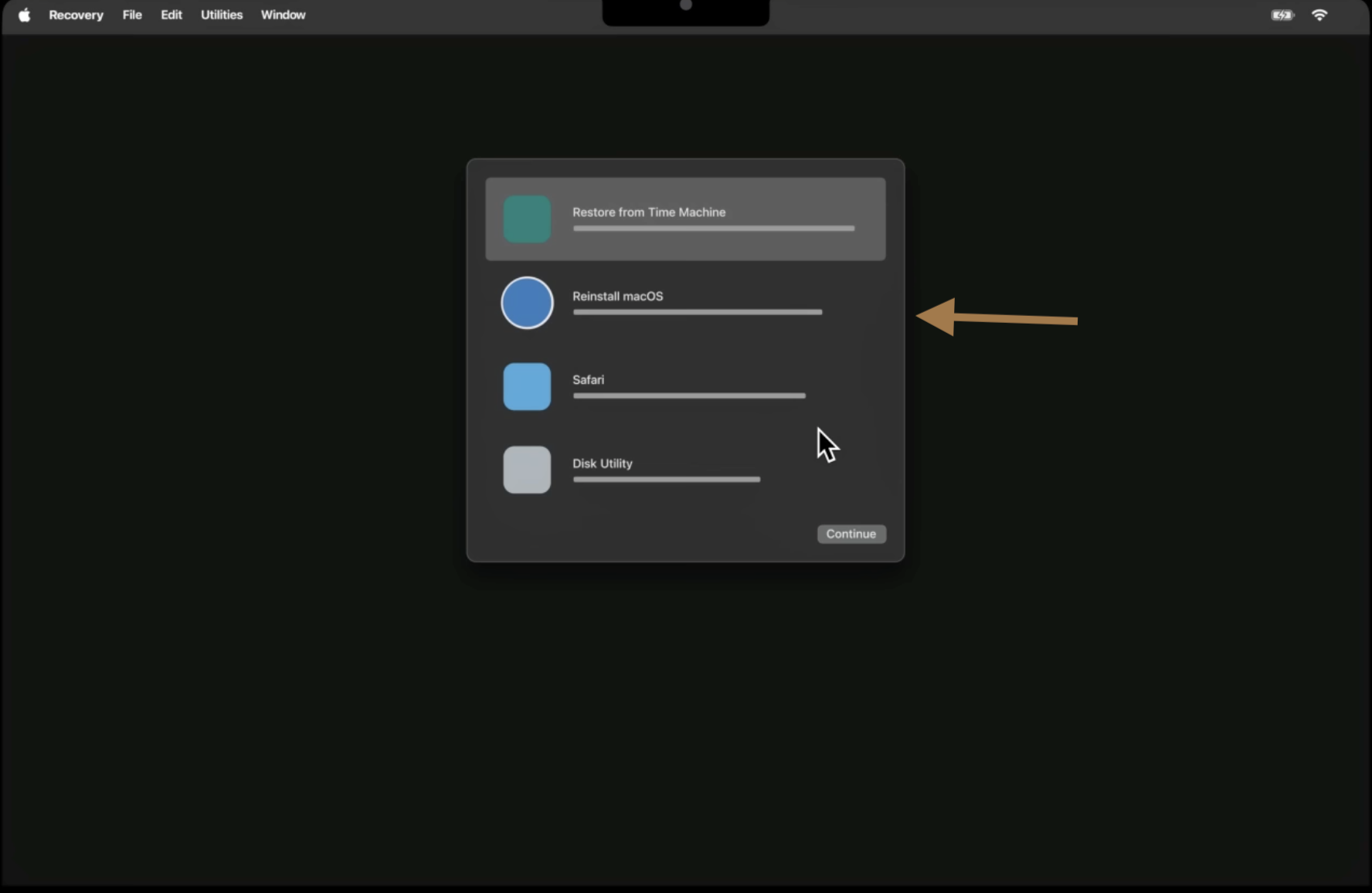 choose Reinstall macOS